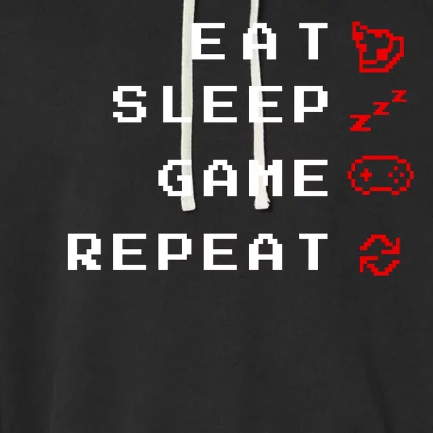 Eat Sleep Game Repeat Garment-Dyed Fleece Hoodie