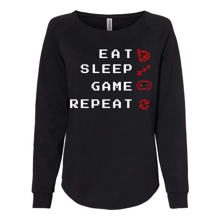 Eat Sleep Game Repeat Womens California Wash Sweatshirt