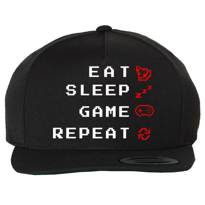 Eat Sleep Game Repeat Wool Snapback Cap