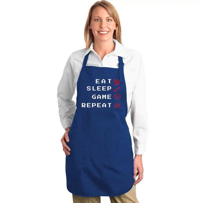 Eat Sleep Game Repeat Full-Length Apron With Pocket