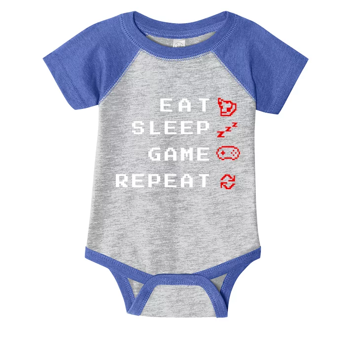 Eat Sleep Game Repeat Infant Baby Jersey Bodysuit