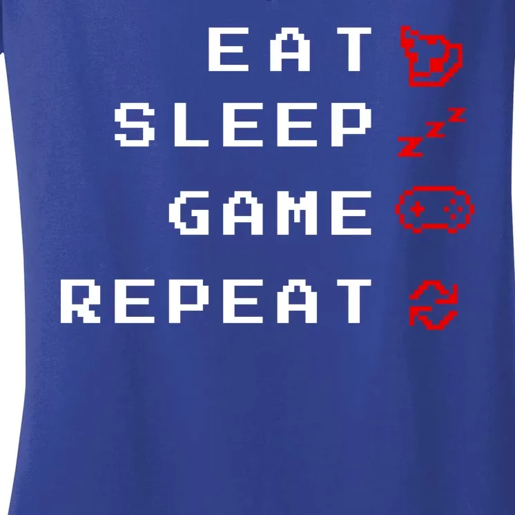 Eat Sleep Game Repeat Women's V-Neck T-Shirt