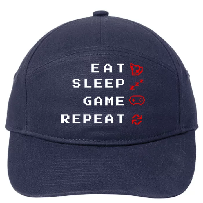 Eat Sleep Game Repeat 7-Panel Snapback Hat