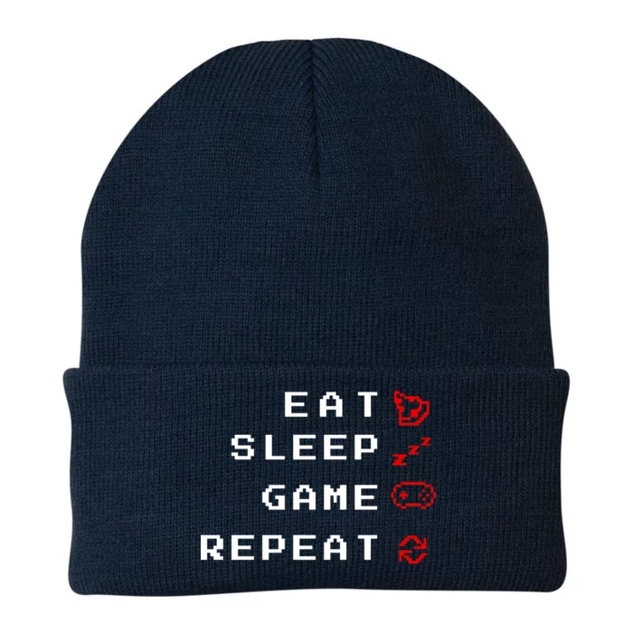 Eat Sleep Game Repeat Knit Cap Winter Beanie