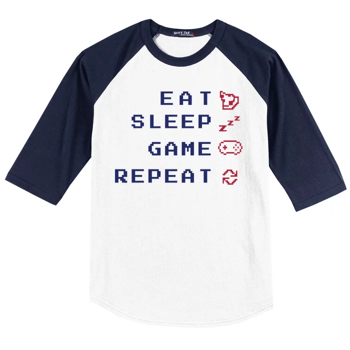 Eat Sleep Game Repeat Baseball Sleeve Shirt