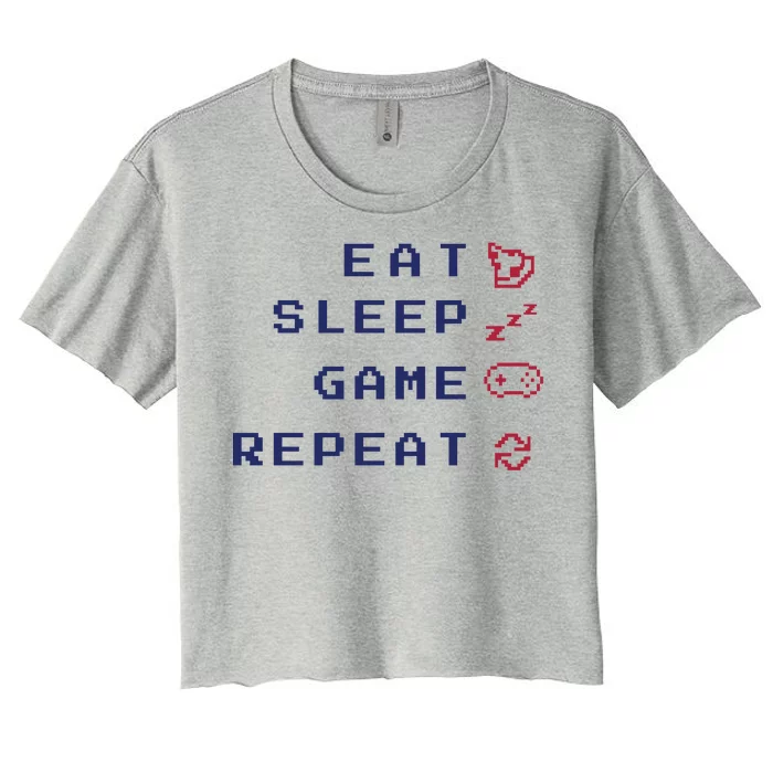 Eat Sleep Game Repeat Women's Crop Top Tee