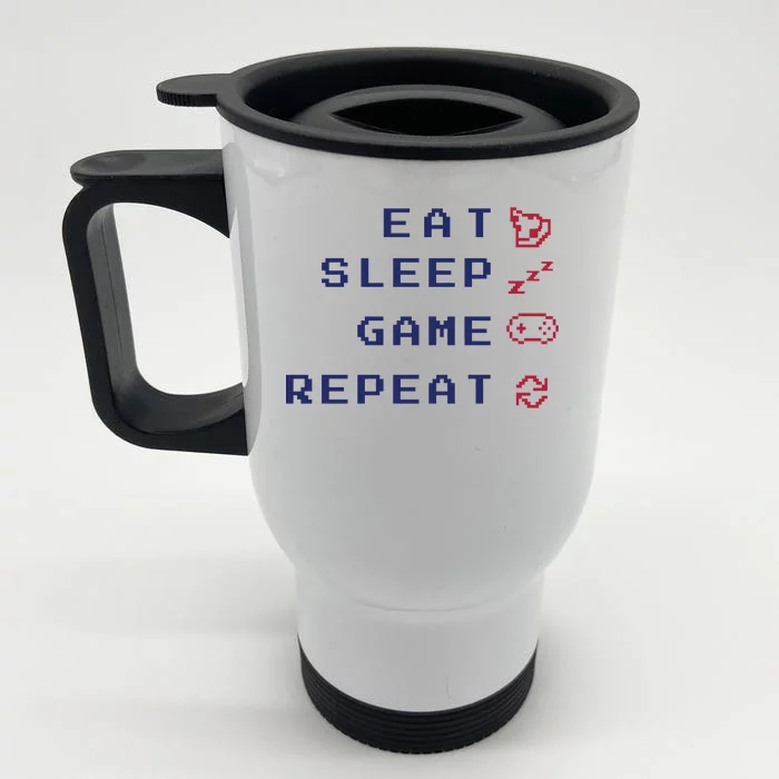 Eat Sleep Game Repeat Front & Back Stainless Steel Travel Mug