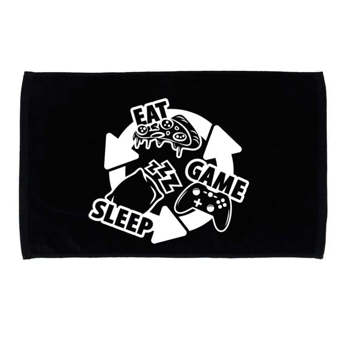 Eat Sleep Game Repeat Funny Gamer Microfiber Hand Towel