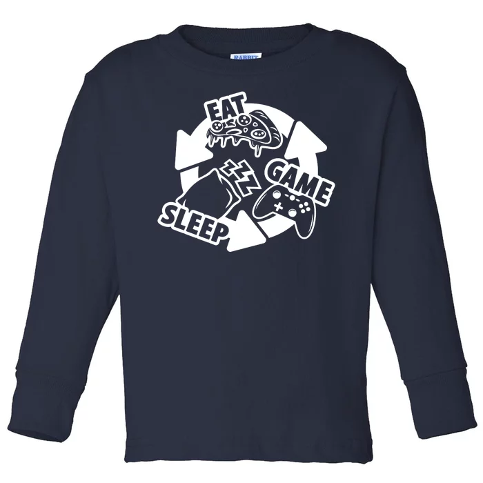 Eat Sleep Game Repeat Funny Gamer Toddler Long Sleeve Shirt