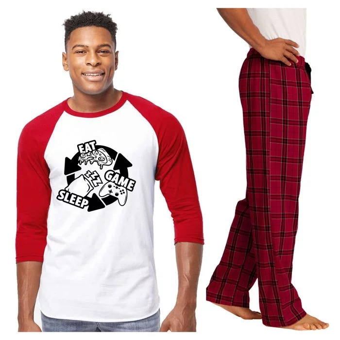 Eat Sleep Game Repeat Funny Gamer Raglan Sleeve Pajama Set