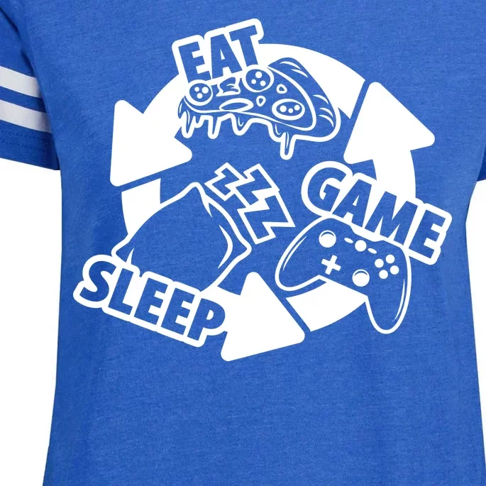 Eat Sleep Game Repeat Funny Gamer Enza Ladies Jersey Football T-Shirt