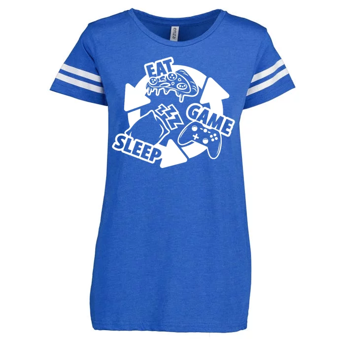 Eat Sleep Game Repeat Funny Gamer Enza Ladies Jersey Football T-Shirt