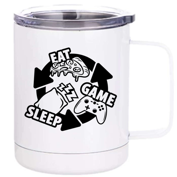 Eat Sleep Game Repeat Funny Gamer Front & Back 12oz Stainless Steel Tumbler Cup