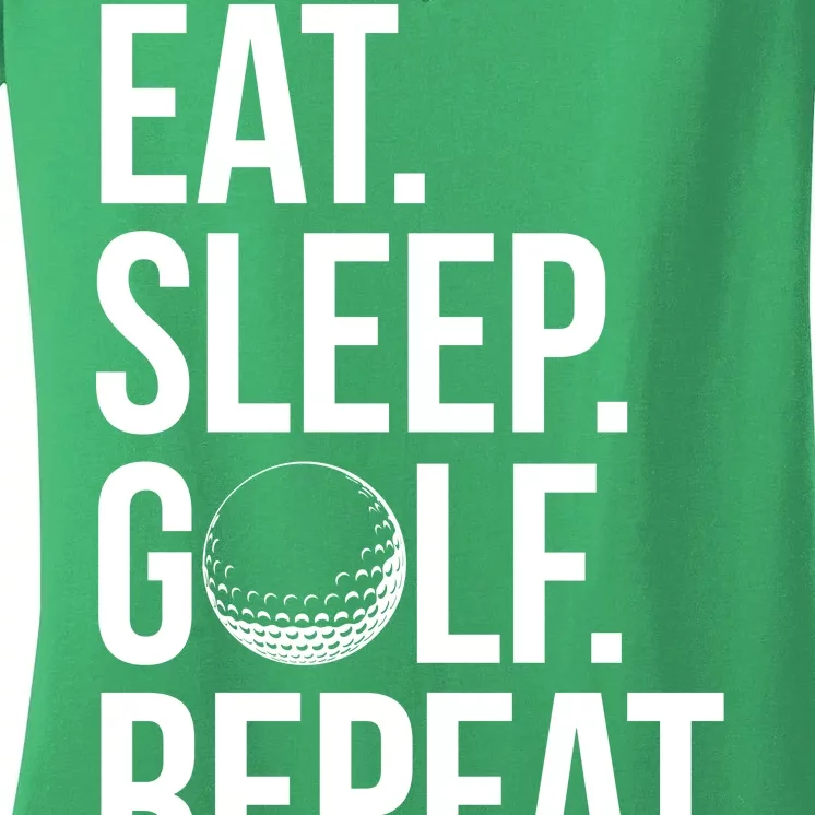 Eat Sleep Golf Repeat Women's V-Neck T-Shirt