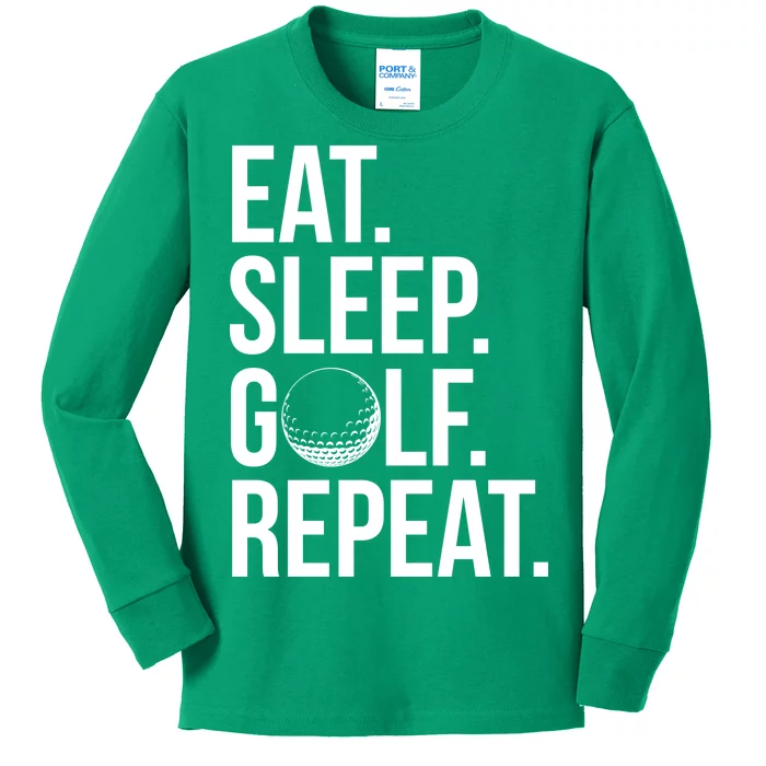 Eat Sleep Golf Repeat Kids Long Sleeve Shirt