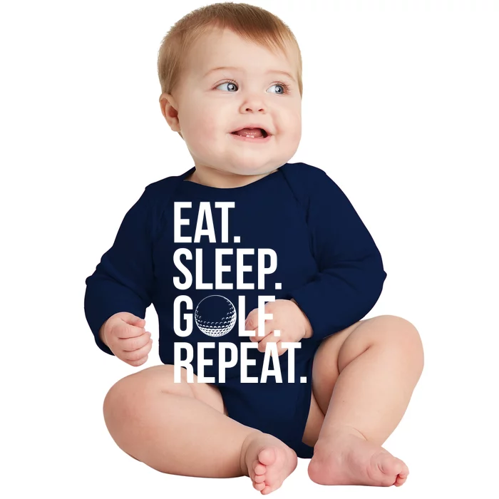 Eat Sleep Golf Repeat Baby Long Sleeve Bodysuit