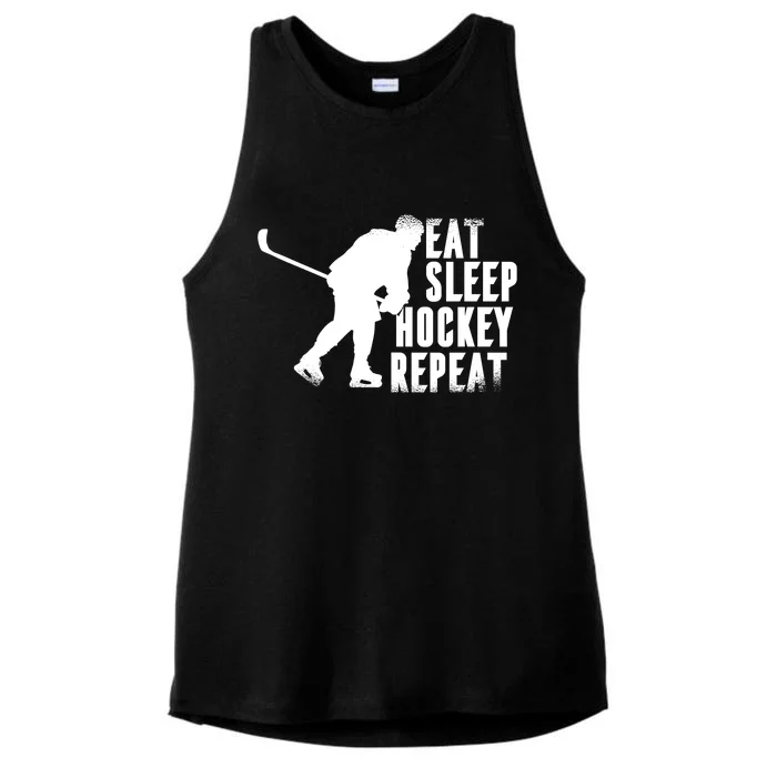 Eat Sleep Hockey Repeat Ladies Tri-Blend Wicking Tank