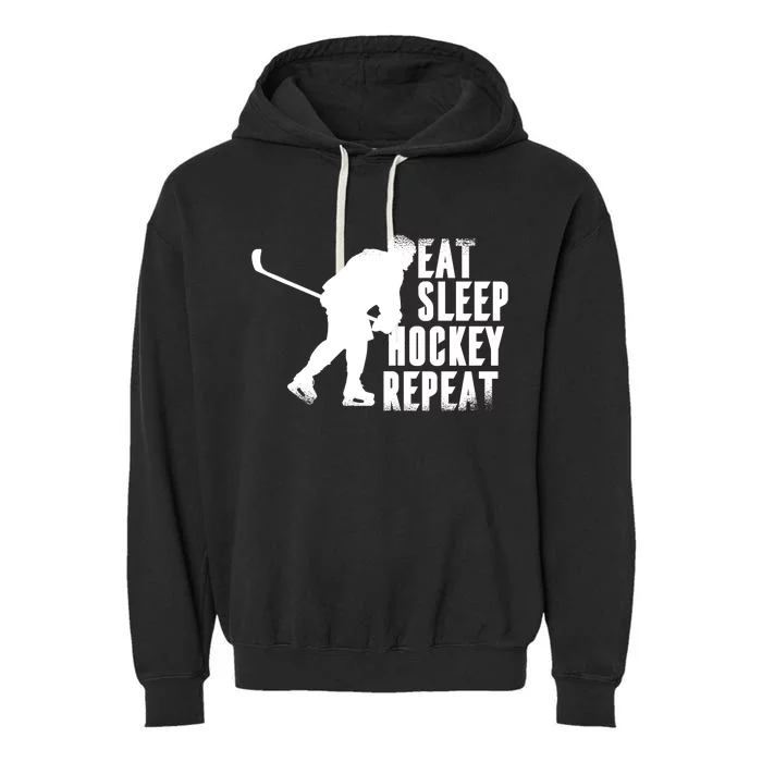 Eat Sleep Hockey Repeat Garment-Dyed Fleece Hoodie