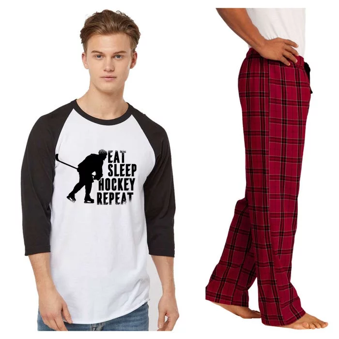 Eat Sleep Hockey Repeat Raglan Sleeve Pajama Set