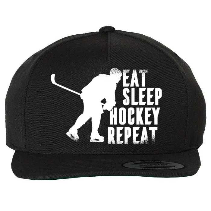 Eat Sleep Hockey Repeat Wool Snapback Cap