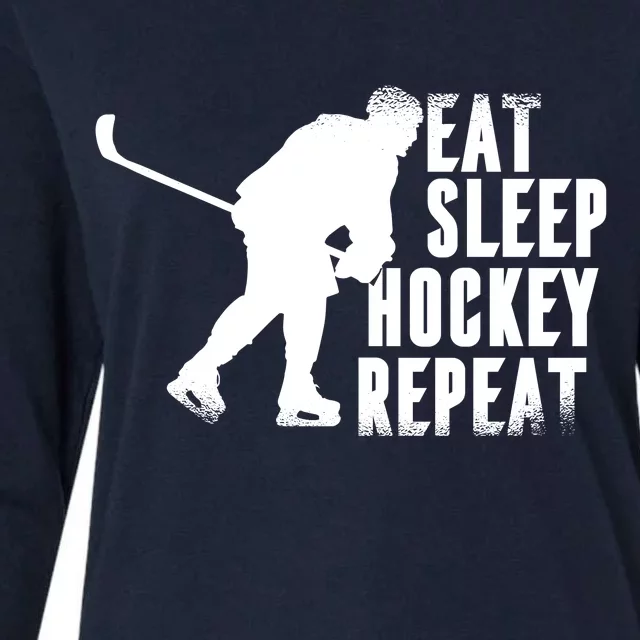 Eat Sleep Hockey Repeat Womens Cotton Relaxed Long Sleeve T-Shirt