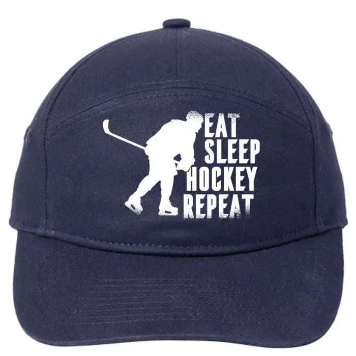 Eat Sleep Hockey Repeat 7-Panel Snapback Hat