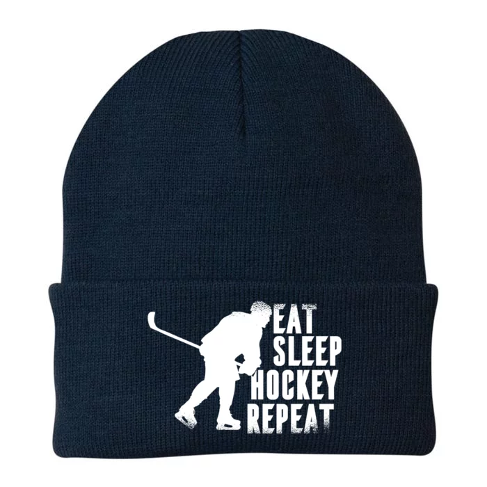 Eat Sleep Hockey Repeat Knit Cap Winter Beanie