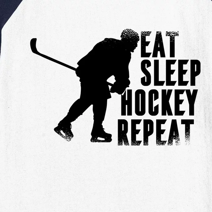 Eat Sleep Hockey Repeat Baseball Sleeve Shirt