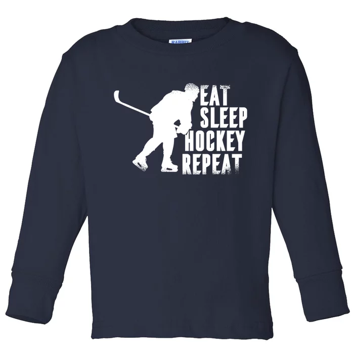 Eat Sleep Hockey Repeat Toddler Long Sleeve Shirt