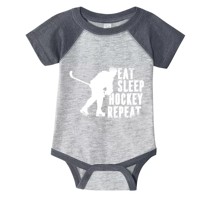 Eat Sleep Hockey Repeat Infant Baby Jersey Bodysuit