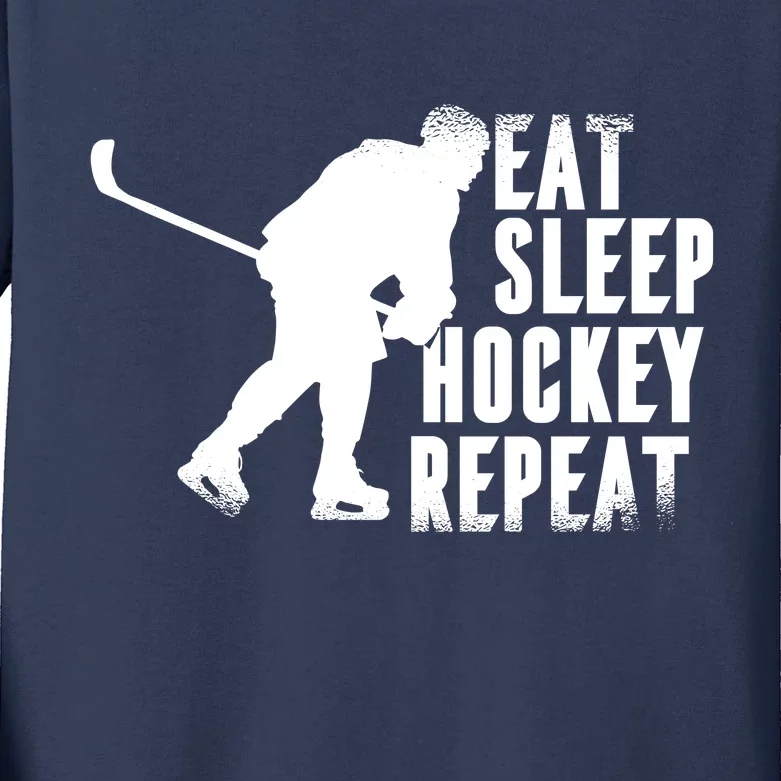 Eat Sleep Hockey Repeat Kids Long Sleeve Shirt