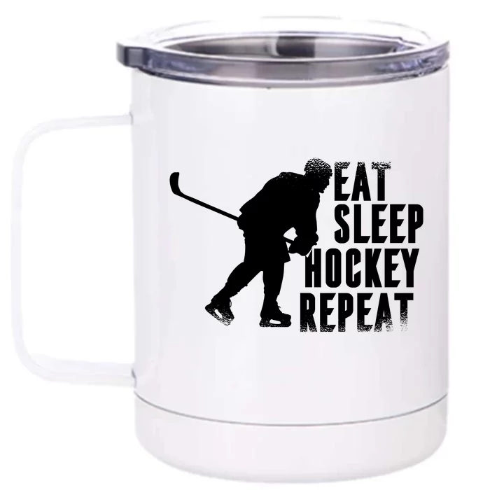 Eat Sleep Hockey Repeat Front & Back 12oz Stainless Steel Tumbler Cup