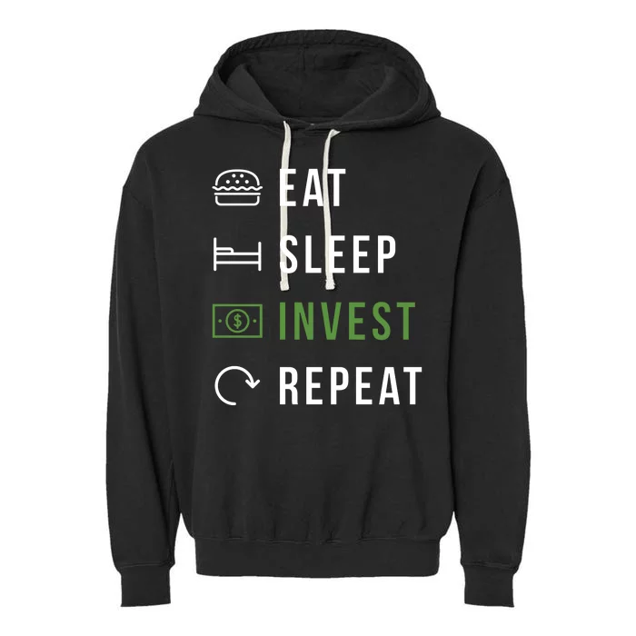 Eat Sleep Invest Repeat Garment-Dyed Fleece Hoodie