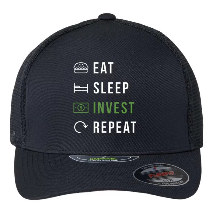 Eat Sleep Invest Repeat Flexfit Unipanel Trucker Cap