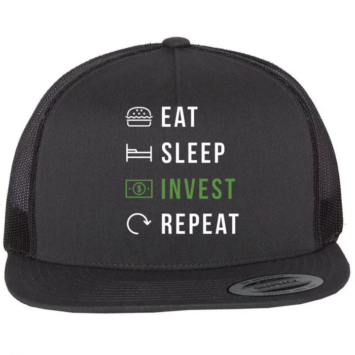 Eat Sleep Invest Repeat Flat Bill Trucker Hat