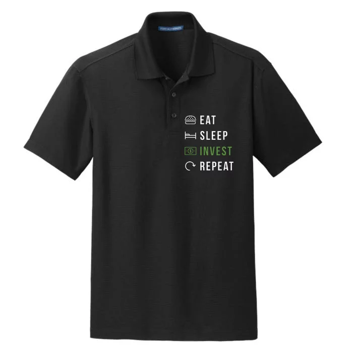 Eat Sleep Invest Repeat Dry Zone Grid Performance Polo