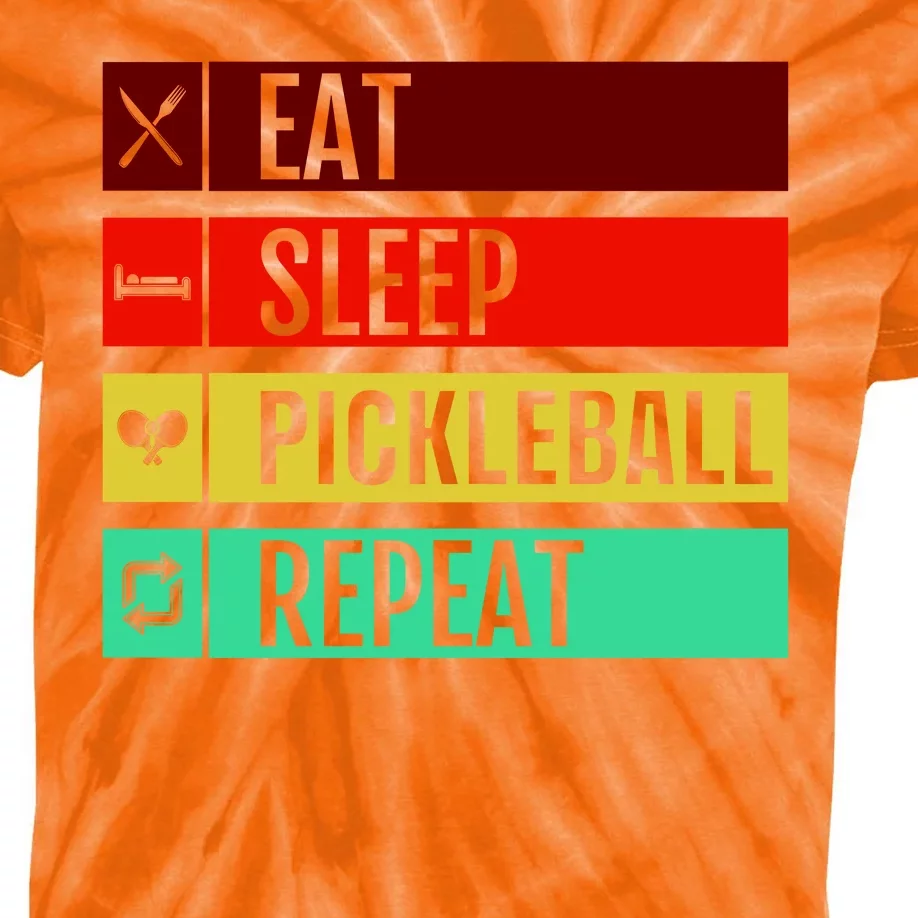 Eat Sleep Pickleball Repeat Kids Tie-Dye T-Shirt