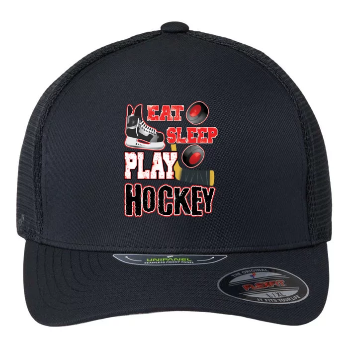 Eat Sleep Play Hockey Flexfit Unipanel Trucker Cap