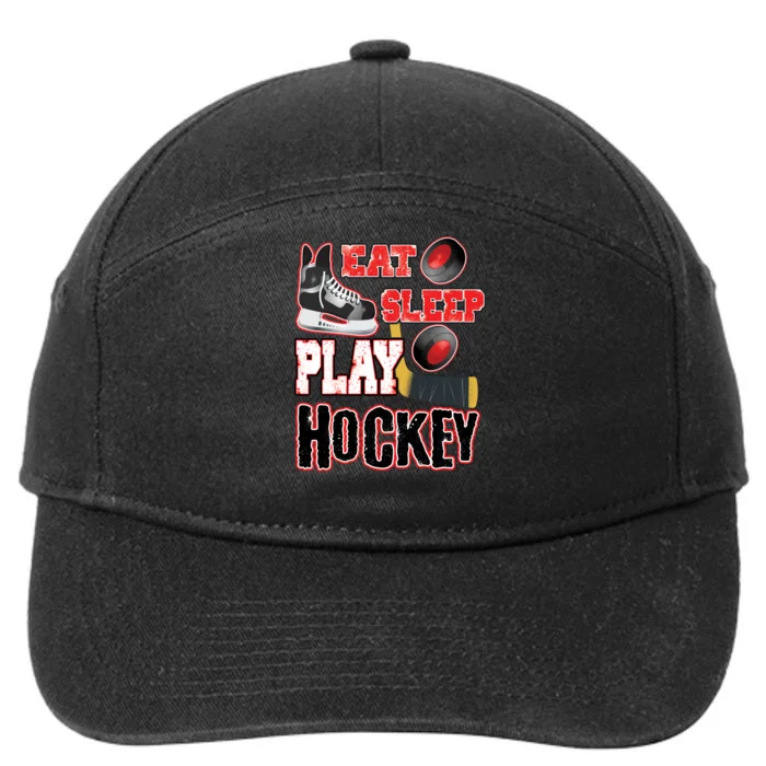 Eat Sleep Play Hockey 7-Panel Snapback Hat