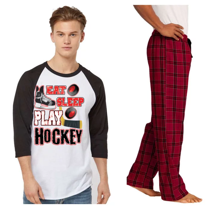 Eat Sleep Play Hockey Raglan Sleeve Pajama Set