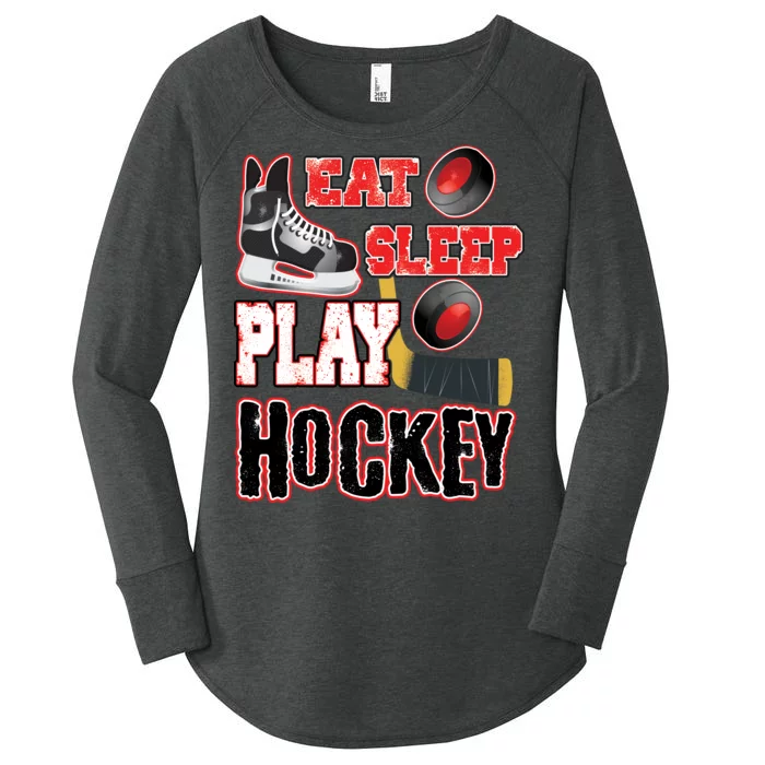 Eat Sleep Play Hockey Women's Perfect Tri Tunic Long Sleeve Shirt