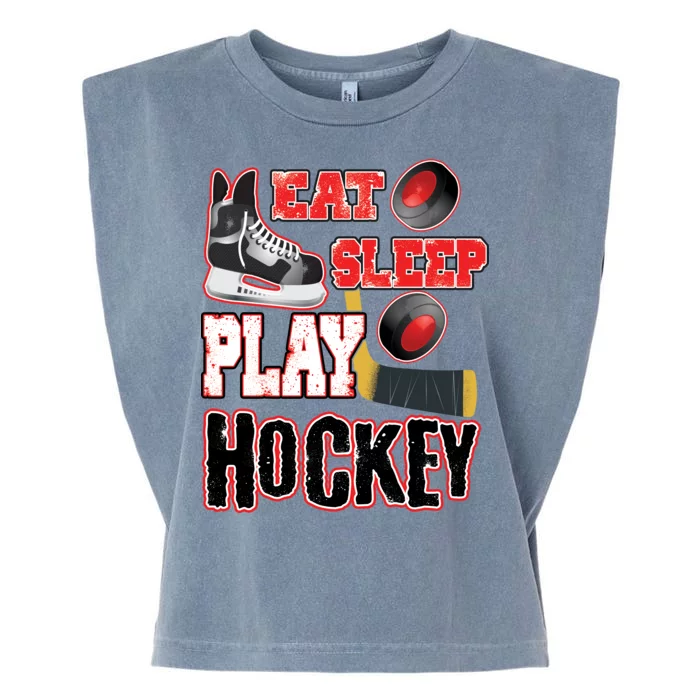 Eat Sleep Play Hockey Garment-Dyed Women's Muscle Tee