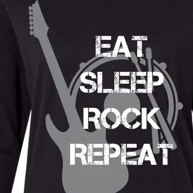 Eat Sleep Rock Repeat Womens Cotton Relaxed Long Sleeve T-Shirt