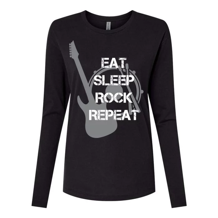 Eat Sleep Rock Repeat Womens Cotton Relaxed Long Sleeve T-Shirt