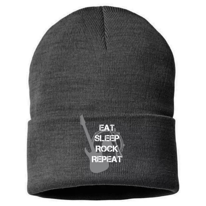 Eat Sleep Rock Repeat Sustainable Knit Beanie