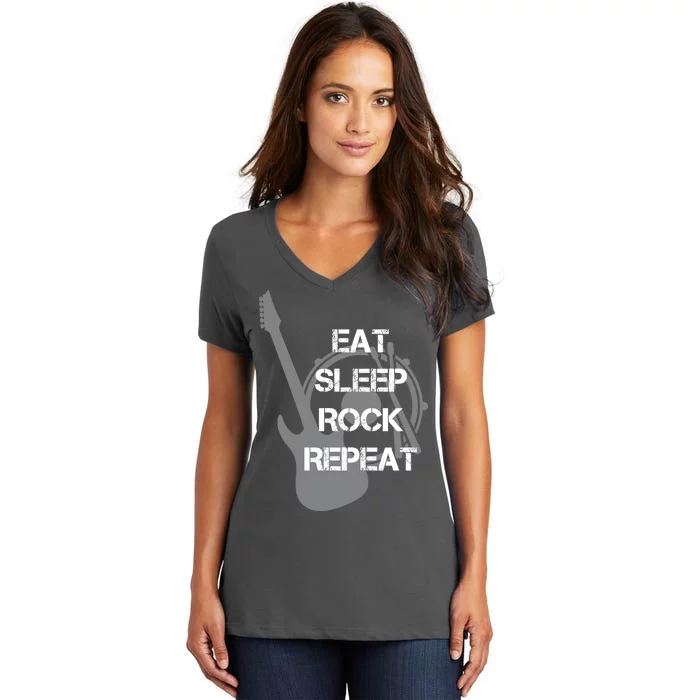 Eat Sleep Rock Repeat Women's V-Neck T-Shirt