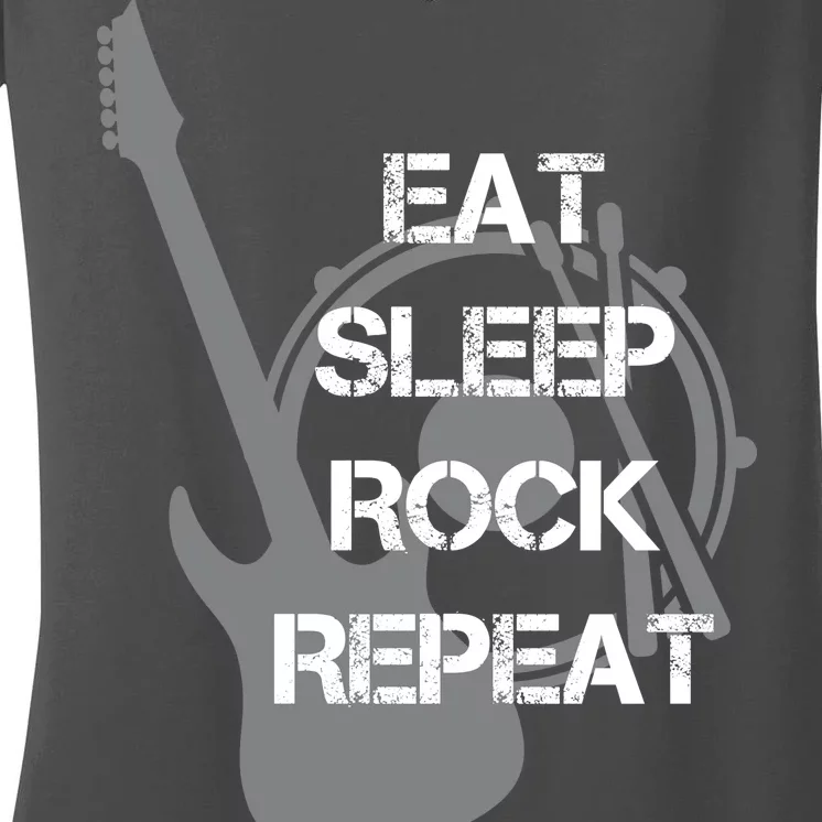 Eat Sleep Rock Repeat Women's V-Neck T-Shirt