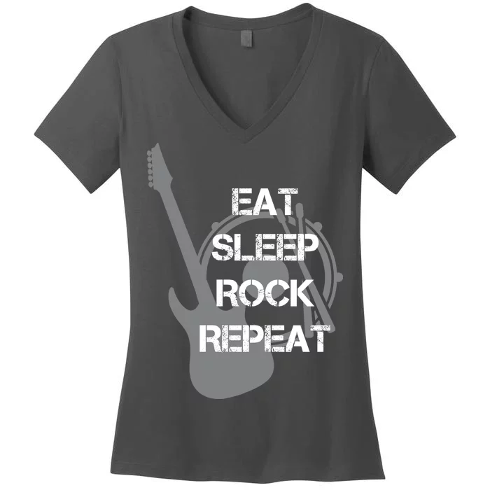 Eat Sleep Rock Repeat Women's V-Neck T-Shirt