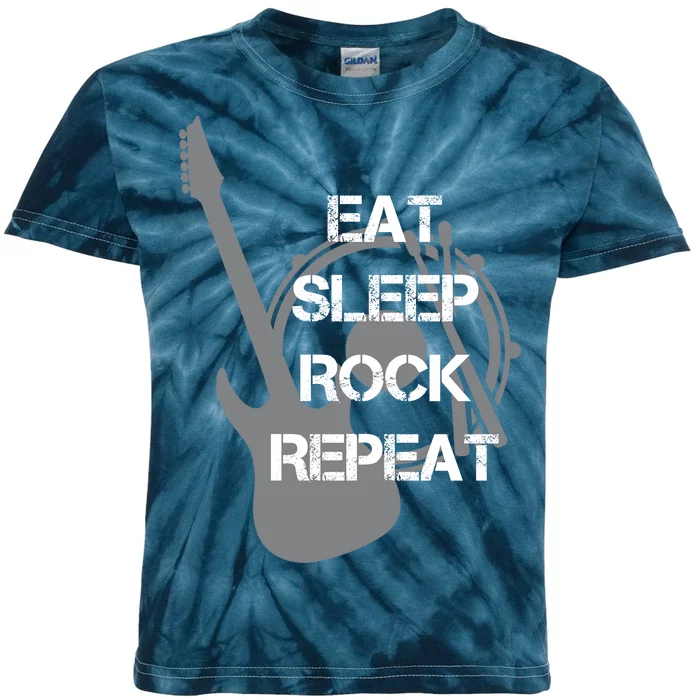 Eat Sleep Rock Repeat Kids Tie-Dye T-Shirt