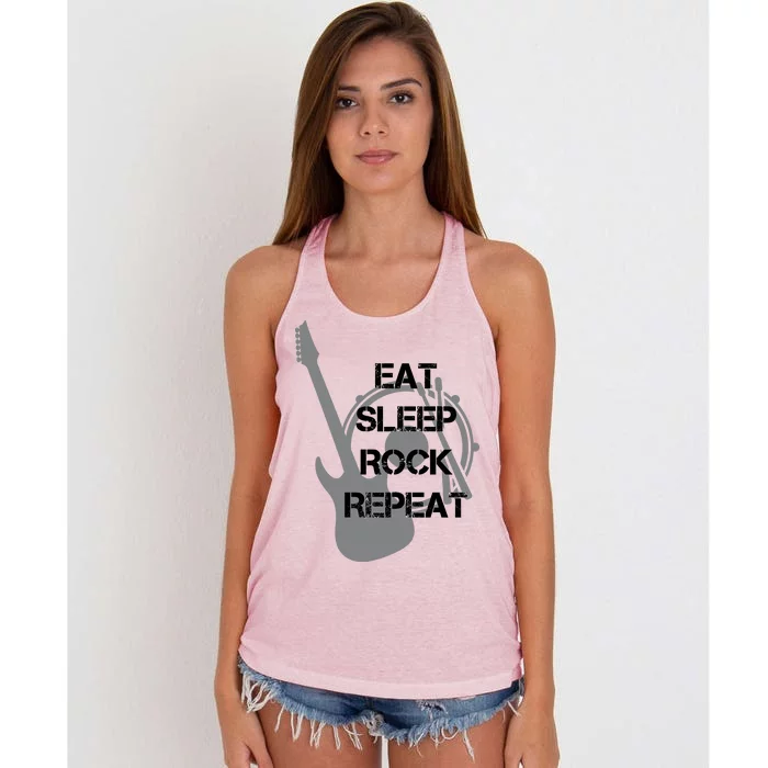 Eat Sleep Rock Repeat Women's Knotted Racerback Tank